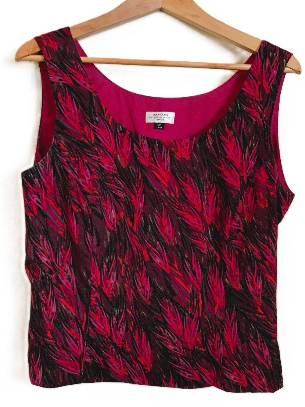 Tahari Arthur S. Levine Vintage Abstract Print Shell Tank Top Size 12P